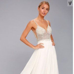 Lulus White Beaded Maxi Dress